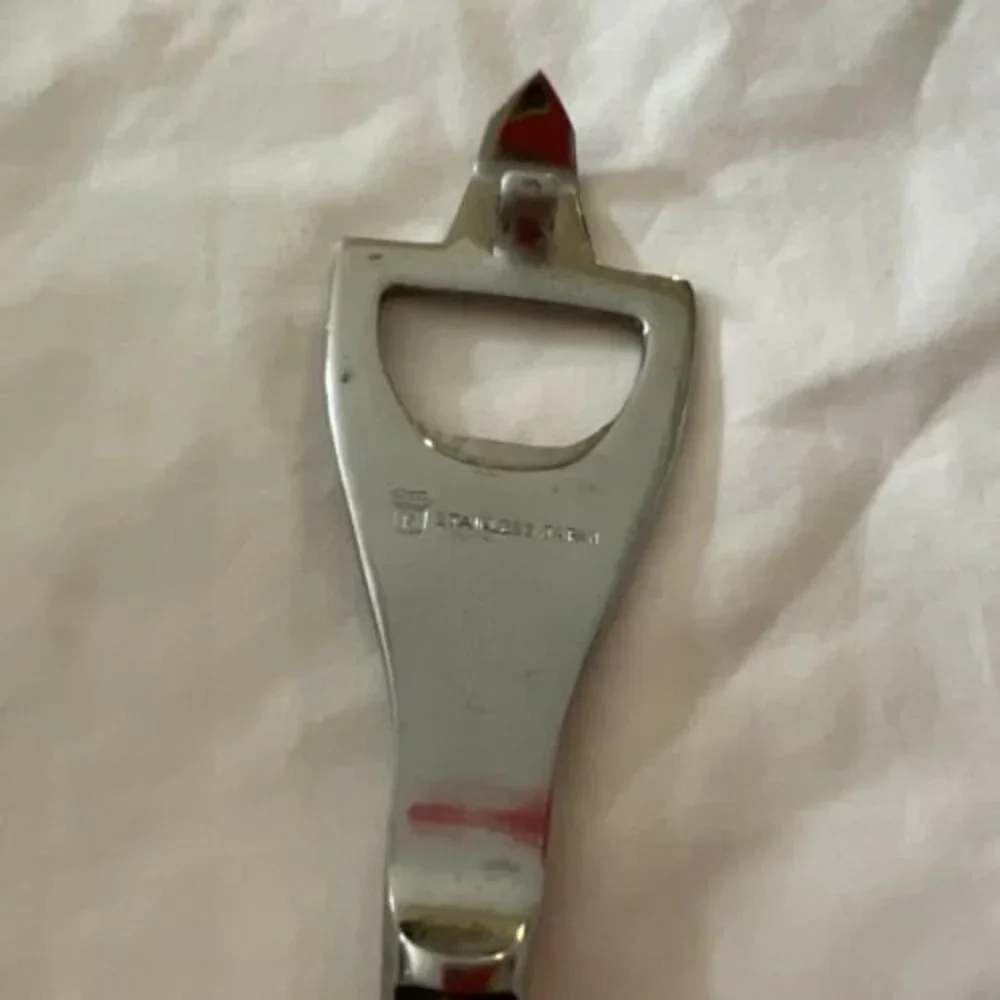 Vintage Stainless Bottle Opener Mid Century long handle Flatware Handle.